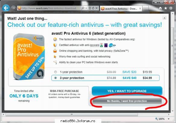 Avast Download and Install - Pasul 2: In pagina urmatoare apasa pe butonul No - Sugestii